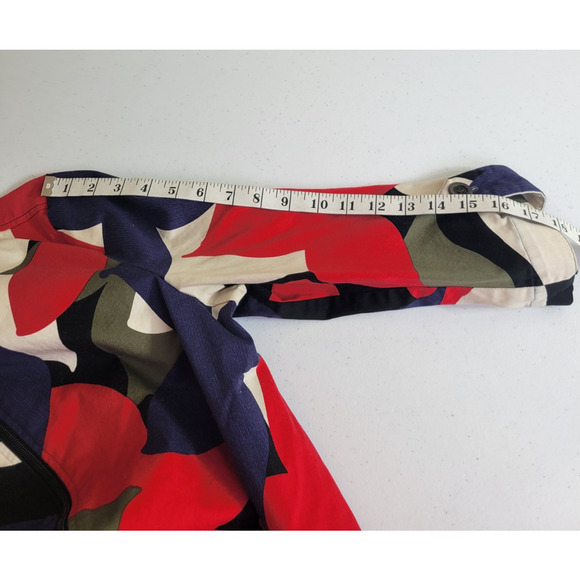 Multiples Red Floral Zip Front Relaxed Long Sleeve Jacket Women's Size Medium - Picture 5 of 12